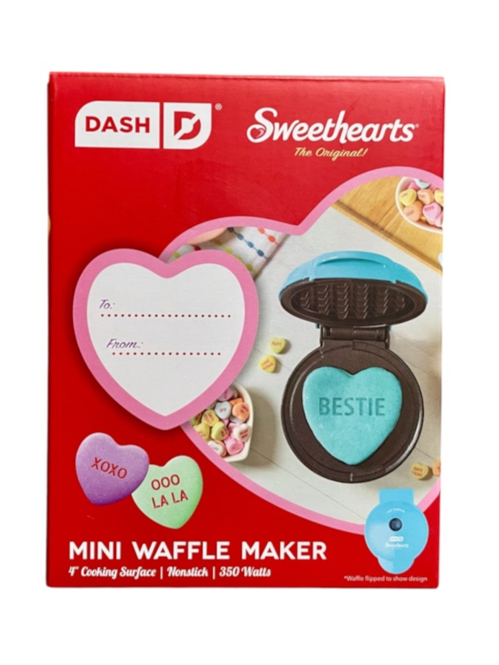 Dash x Sweethearts 4” Mini Heart Waffle Maker w/ Recipes Limited Edition - Blue